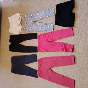 Set of 7, Carter's toddler leggings and tumbling shorts, size 3T